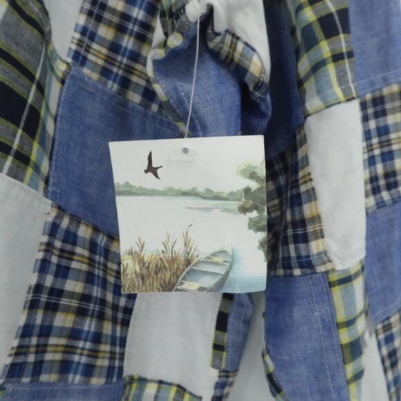 Marsh Landing II Shirt Womens 2X Blue Patchwork Boho Western Cottagecore - Picture 13 of 13